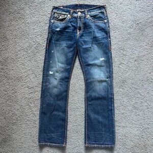 True Religion Vintage Ricky Super T Jeans - Men's 34x33 -Thick Stitch, USA - EUC